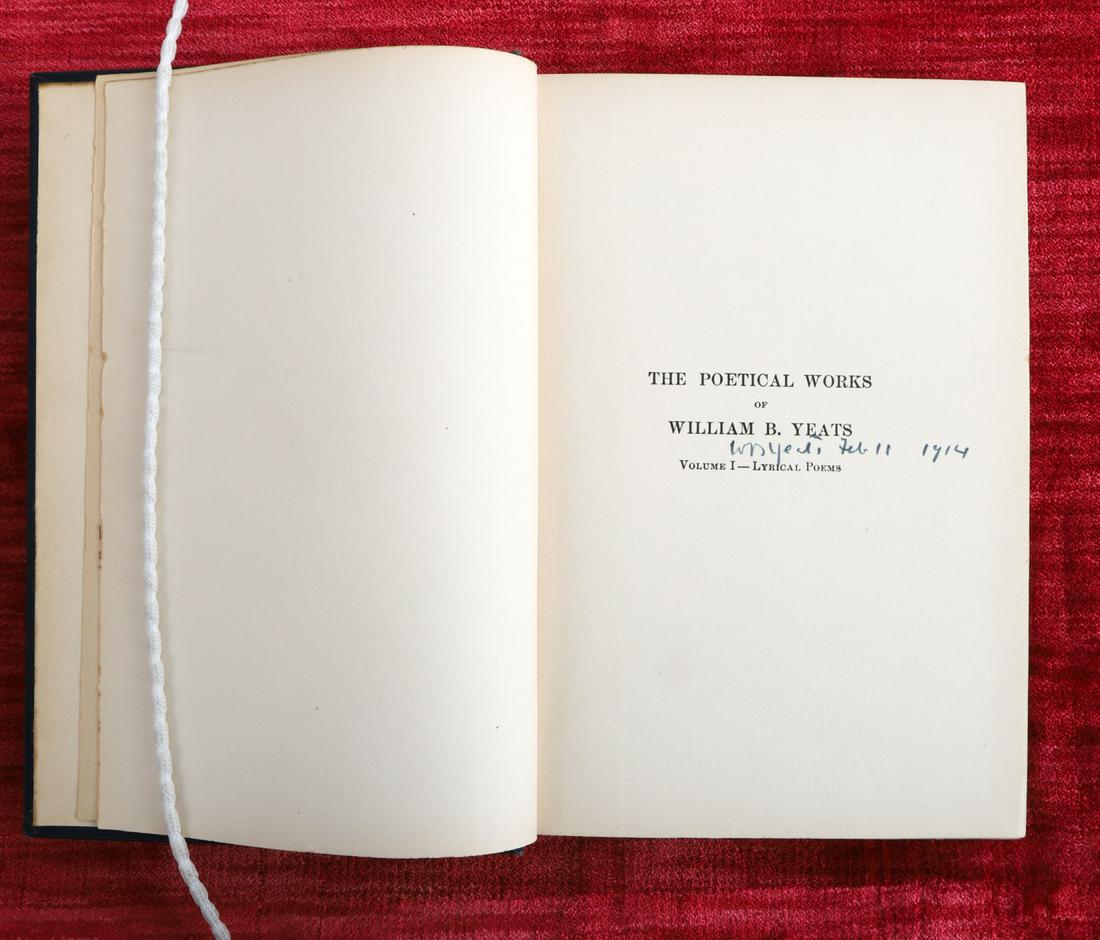 WILLIAM YEATS "POEMS" VOL. 1 1913 AUTHOR SIGNED: Signed and dated on 1/2 title page.