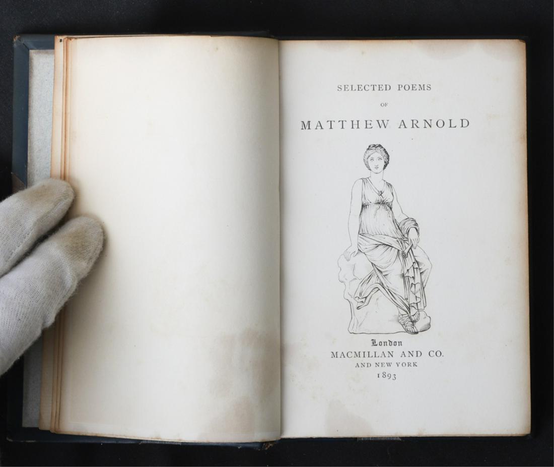 MATTHEW ARNOLD "SELECTED POEMS" 1893: London. Macmillan and Co. 1893. hardcover 3/4 leather bound. 6 1/2 x 4 1/2 inches. .
