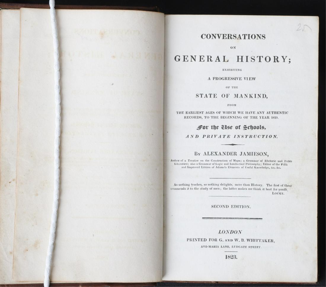 ALEXANDER JAMIESON "GENERAL HISTORY" 1823: Conversations on General History London. G. & W.B. Whittaker. hardcover leather bound. 7 x 4 1/2 inches