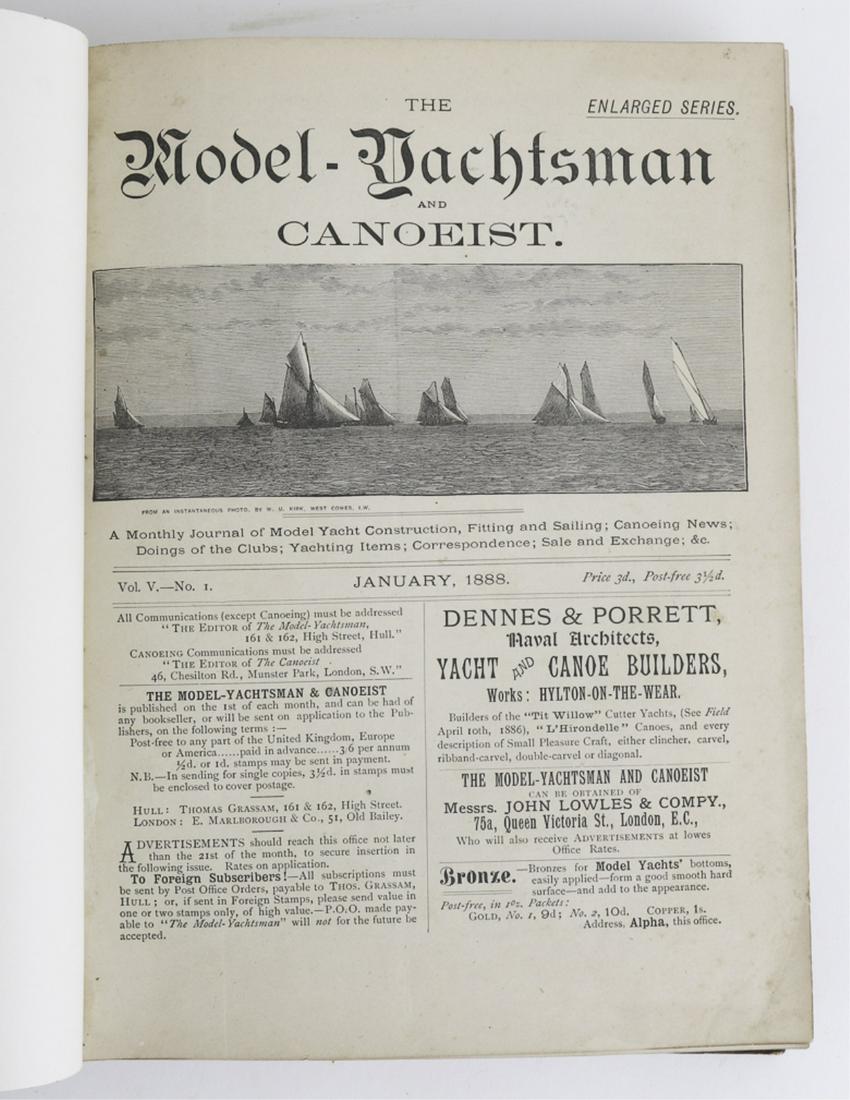 MODEL-YACHTSMAN & CANOEIST JANUARY-JUNE 1888: Bound enlarged series. illustrated. 10 x 7 1/2 inches. hardcover 3/4 leather bound.