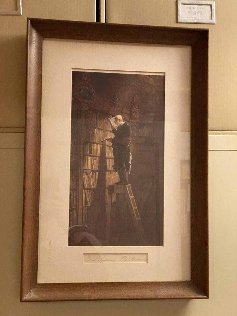 KARL SPITZWEG- THE BOOKWORM CHROMOLITHOGRAPH: 14 x 7 1/2 inches. No. 410. framed 21 1/2 x 14 1/2 inches (overall)