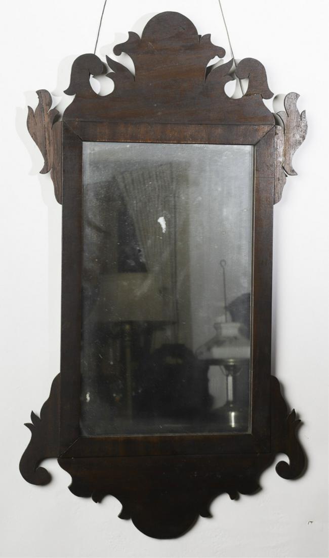 CHIPPENDALE MAHOGANY MIRROR: 30 x 16 inches.