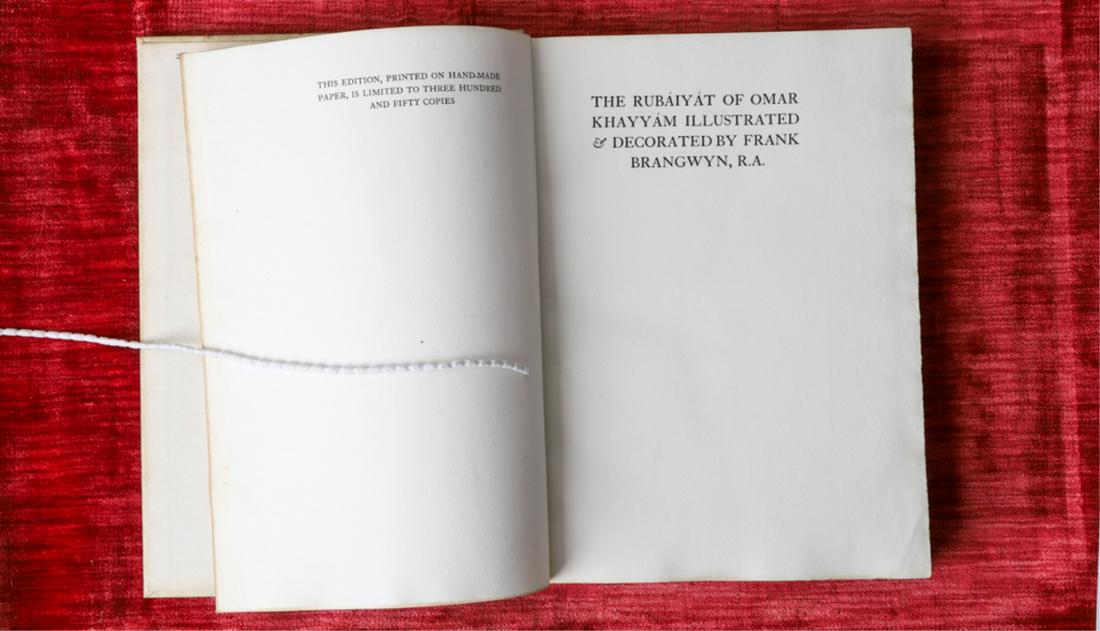 RUBAIYAT OF OMAR KHAYYAM ILLUS. BRANGWYN Ltd Ed.: London. T.N. Foulis. 1919. hardcover vellum bound. 11 1/2 x 8 1/2 inches