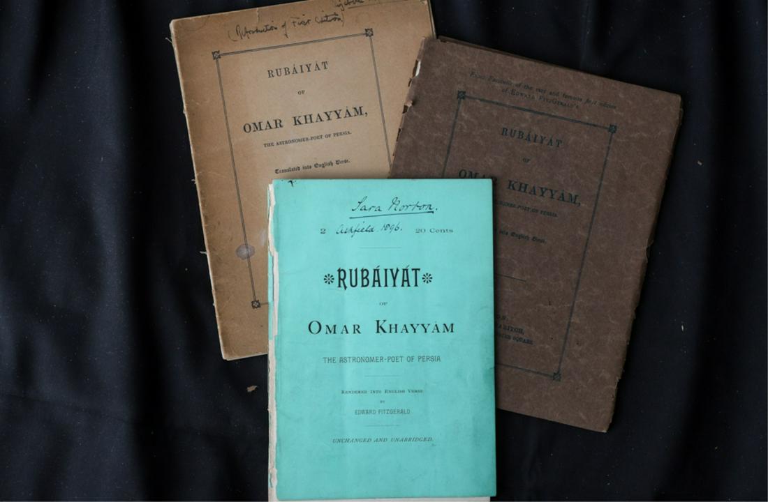 RUBAIYAT OF OMAR KHAYYAM LONDON 1859: Facsimile 1st edition. 8 x 6 inches. Together with (2) additional facsimile editions 1891 (detached cover) and the third printed by Norman, London.