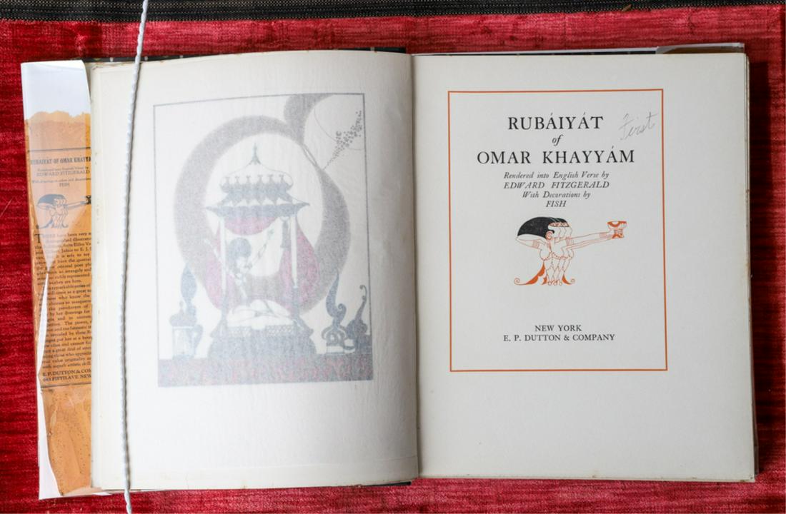 RUBAIYAT OF OMAR KHAYYAM ILLUSTRATED by FISH 1922: 1st Edition. New York, E.P. Dutton. 1922. hardcover paper bound. 10 1/2 x 9 inches. Original dust jacket