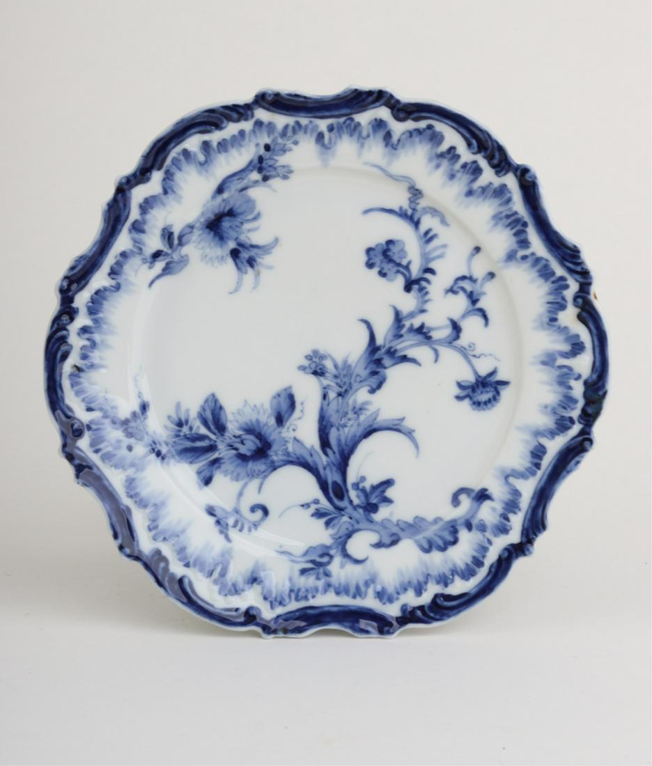 (19th c) CHINESE PORCELAIN PLATE SIGNED: Scrolled edge with a rococo flare is hand painted with a flowering tree. signed under base. 7 1/2 inches