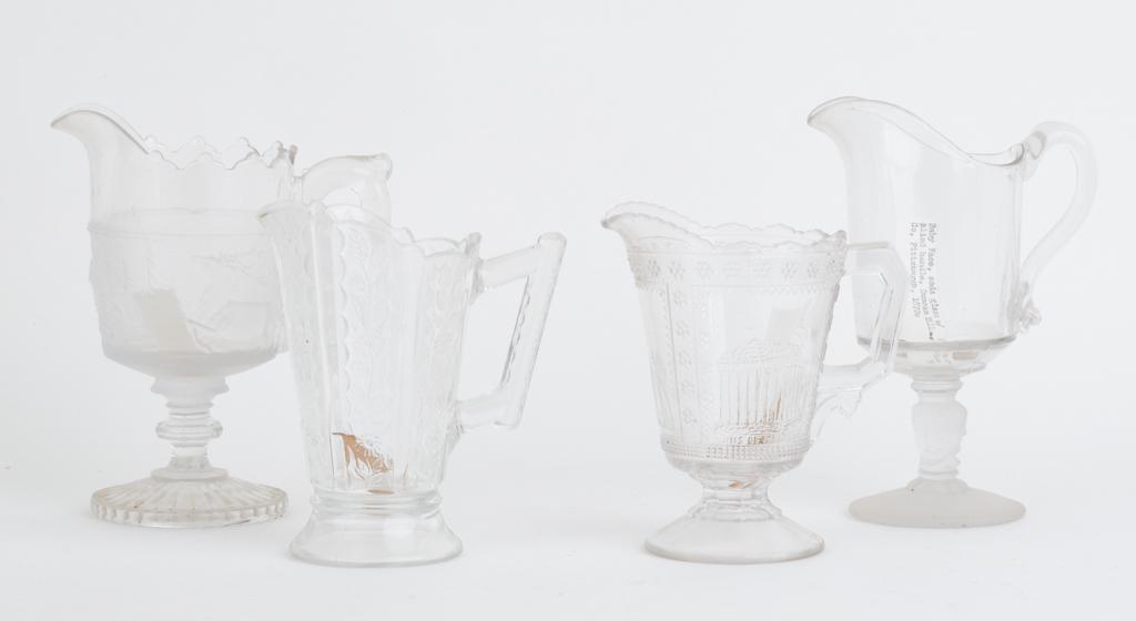 (4) EAPG CREAMERS att. TO PITTSBURG: Including: Westward Ho, Duncan Miller "Baby Face" Egyptian and Paneled Daisy by Bryce Brothers 7 1/4 inches (and under)