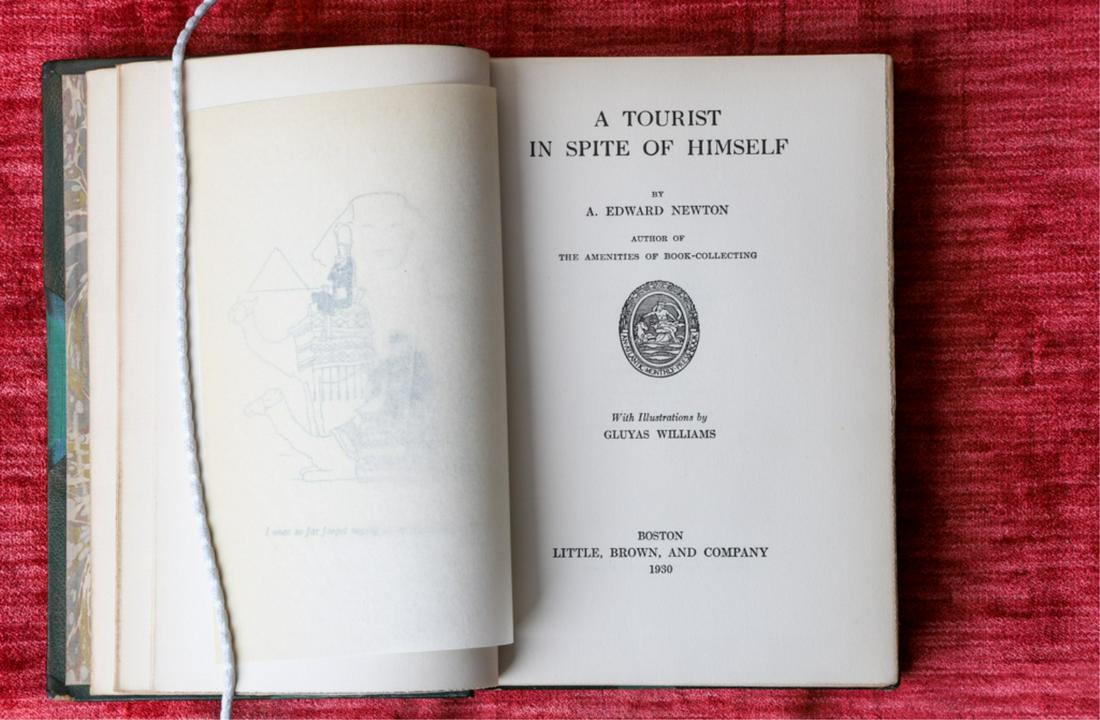 EDWARD NEWTON "A TOURIST IN SPITE OF HIMSELF" 1930: Boston. Little, Brown and Co. 1930. hardcover 3/4 leather bound. 8 1/2 x 5 1/2 inches.