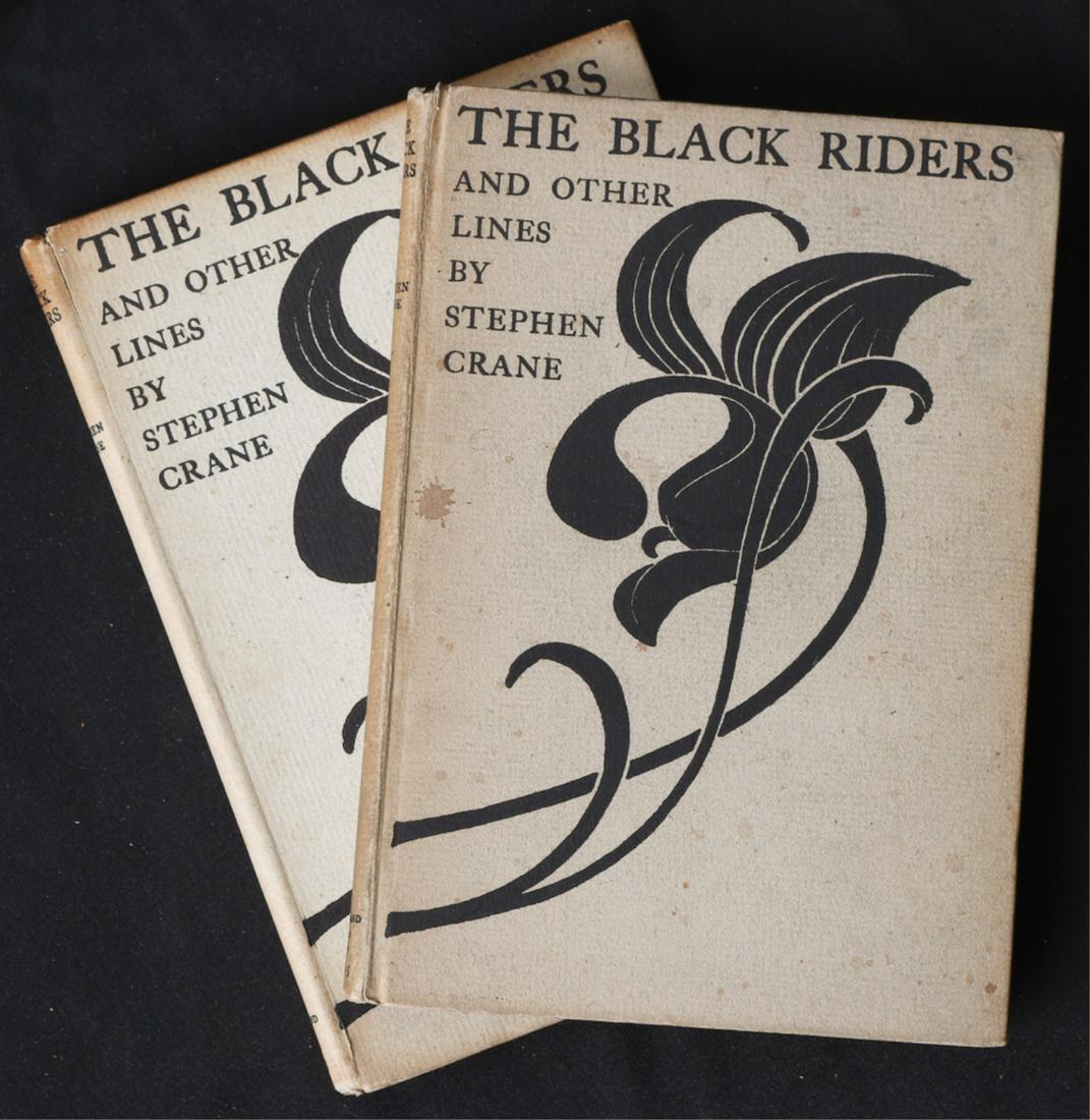 (2) STEPHEN CRANE "THE BLACK RIDERS" 1895 & 1896: Boston. Copeland & Day 1895, 1896. hardcover paper bound. 6 1/4 x 4 1/2 inches.