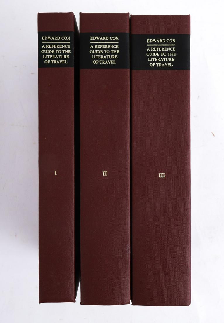 EDWARD GODFREY COX REFERENCE GUIDE 1935: TO LITERATURE OF TRAVEL (3) Volumes. Reprint limited to 350 sets. Cambridge Maurizio Matino. hardcover cloth bound. 9 1/4 x 6 inches .