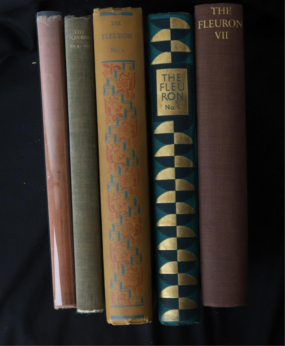 THE FLEURON JOURNAL OF TYPOGRAPHY No 2,4,5,6,7: Hard cover cloth bound. London. Office of the Fleuron 1924, 1925, Cambridge. University Press. 1926, 1928 Limited Edition (97/160) and 1930. 11 x 8 inches (and under)