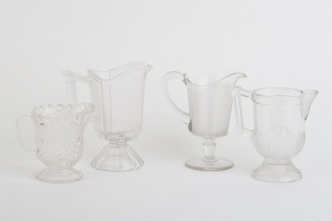 (4) EAPG CREAMERS: Including: Threaded with applied handle, cabbage, etc. 6 1/2 inches (and under)