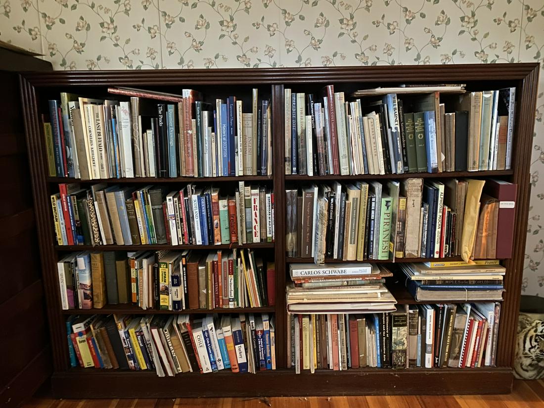 MAHOGANY BOOKCASE with ADJUSTABLE SHELVING: 55 x 78 x 10 3/4 inches