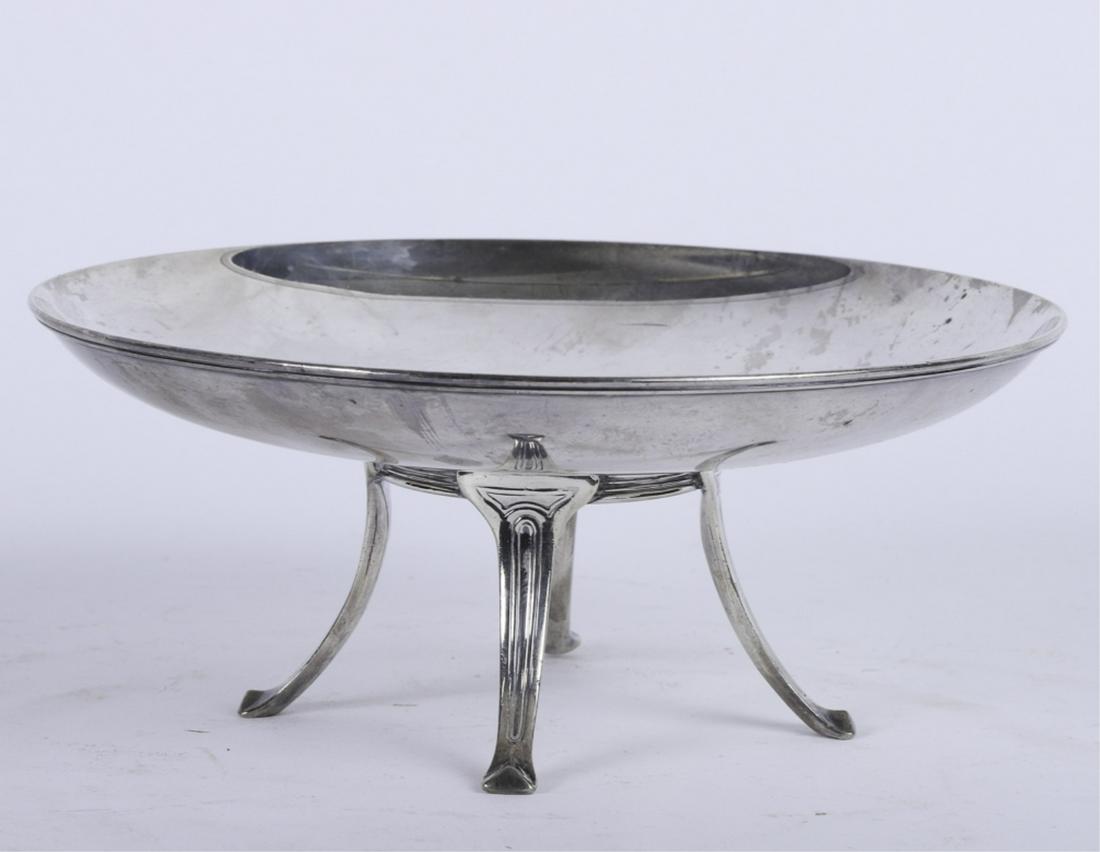 TIFFANY & CO. STERLING SILVER RAISED BON BON DISH: Marked "M" (Moore). 3 1/4 x 8 inches.15.19 troy ounces.