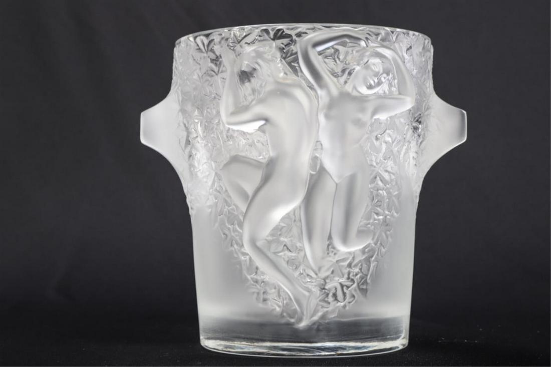 LALIQUE "GANYMEDE" CRYSTAL CHAMPAGNE COOLER: Signed "Lalique" under base. 9 inches.