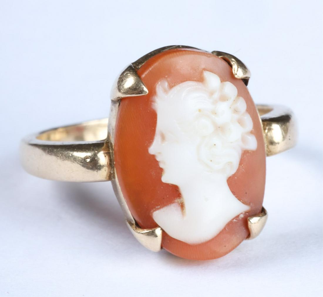EDWARDIAN 14k GOLD SHELL CAMEO RING: Size 6. 2.2 dwt.