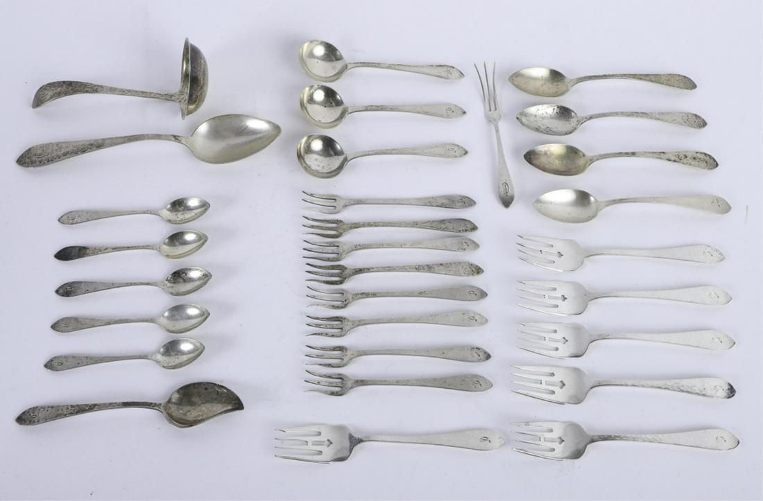 INCOMPLETE STERLING SILVER FLATWARE SET: Dominick and Haff. 23.93 troy ounces