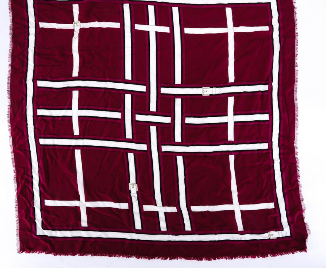 BURBERRY SILK SCARF "Buckles": 44" x 44"