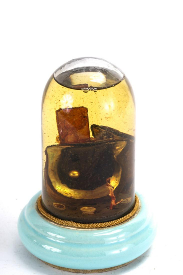 VINTAGE MERMAID GLOBE circa 1970: Globe contains a diorama of miniature shells, coral and a oyster bearing pearl. 7 inches.