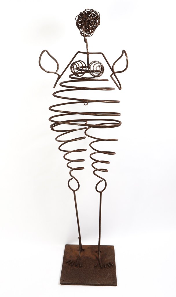 VINCENT MAGNI (b. 1963): KINETIC WOMAN sprung steel. signed. 68 inches.