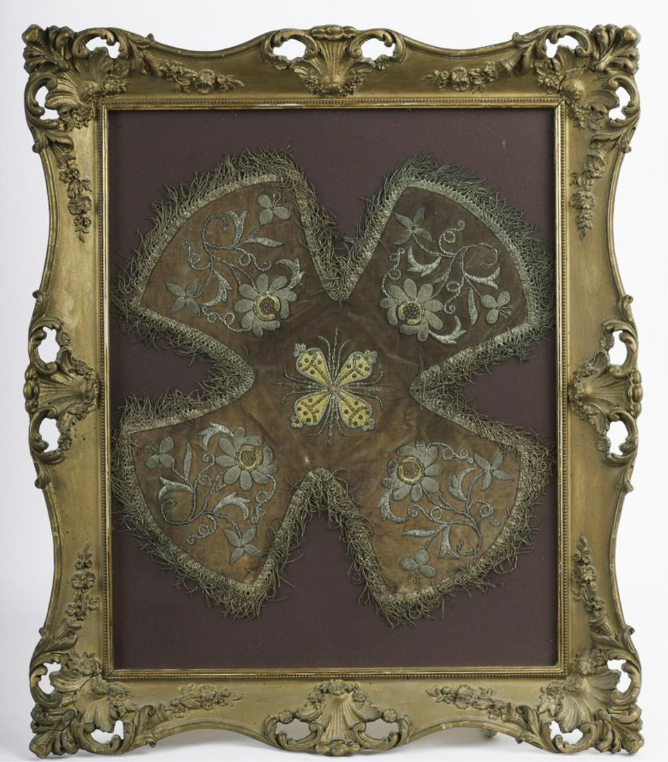 (18/19th c) RUSSIAN CHALICE COVER: Framed. Provenance-Ambassador Davis and Marjorie Merriwether Post Collection of Russian Art.