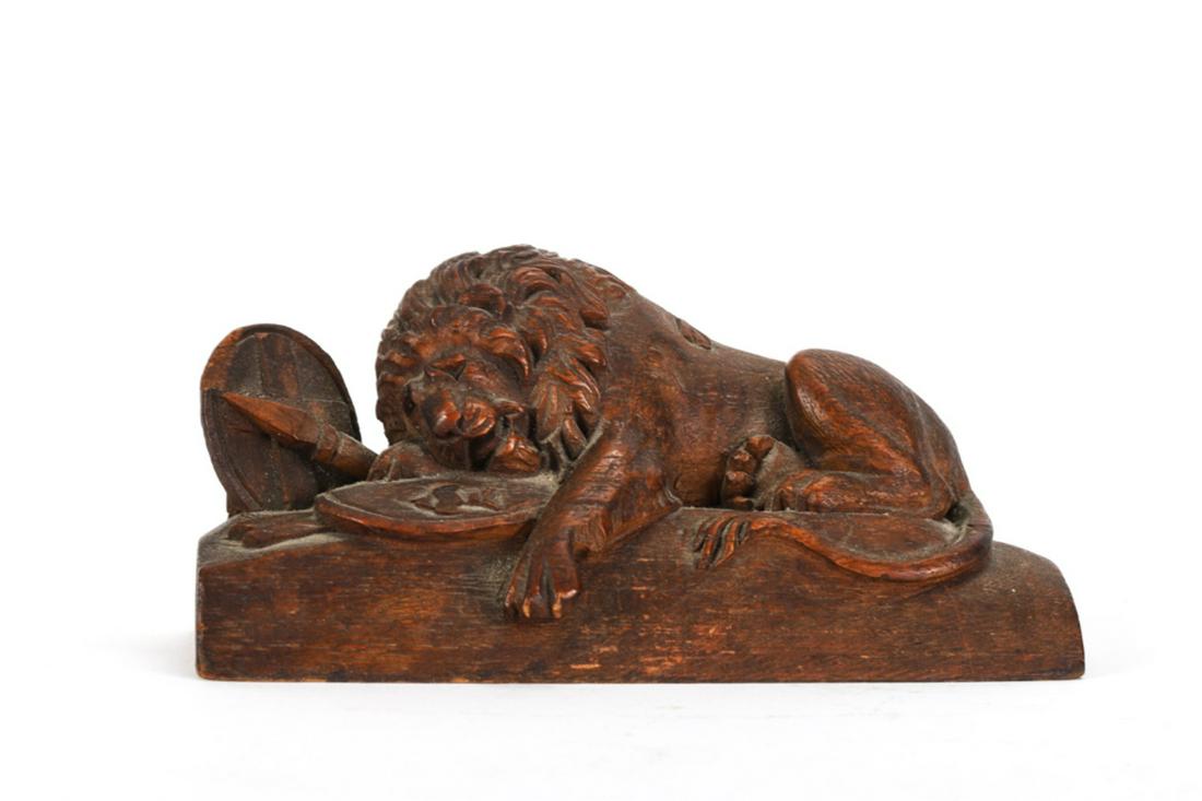 CARVED LION OF LUCERNE ADOLPH HITLER RELIC 1945: Provenance: Direct family descent from Danton Walker, writer and Broadway director, which was given to him by his close friend and Mutual European war correspondent Kathryn Cravens (1898-1991). At the