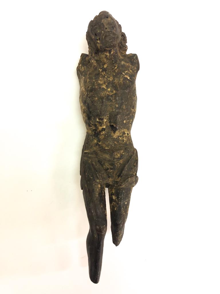 (18th/19thc) ALPINE / NORTHERN ITALIAN SCHOOL: Jesus on the Cross / Twelfth Station hand carved light/ dry wood. 10 1/2 inches