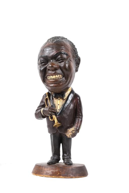 1972 ESCO CHALKWARE STATUETTE OF LOUIS ARMSTRONG: #1016. 16 inches