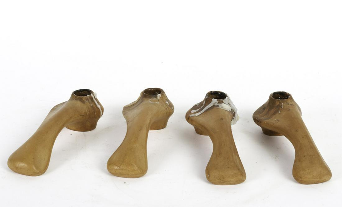 (4) ELSA PERETTI FOR TIFFANY CANDLESTICKS: Unglazed earthenware made in Italy. 7 inches