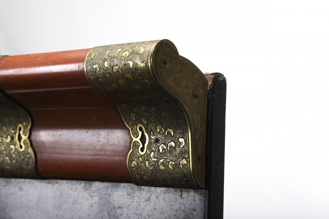 JAPANESE LACQUERED ALTER TABLE /GILT BRONZE MOUNTS: 3 1/2 x 60 x 19 inches.