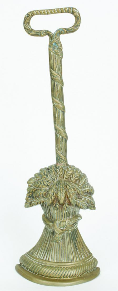 ENGLISH BRASS WEIGHTED DOORSTOP: Sheaf of wheat with handle, base is lead weighted, 16 x 5.5 x 2 inches