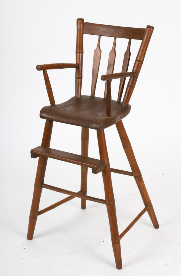CHILD'S WINDSOR HIGH CHAIR: With arrow back design. 14 inches d x 14 inches w
