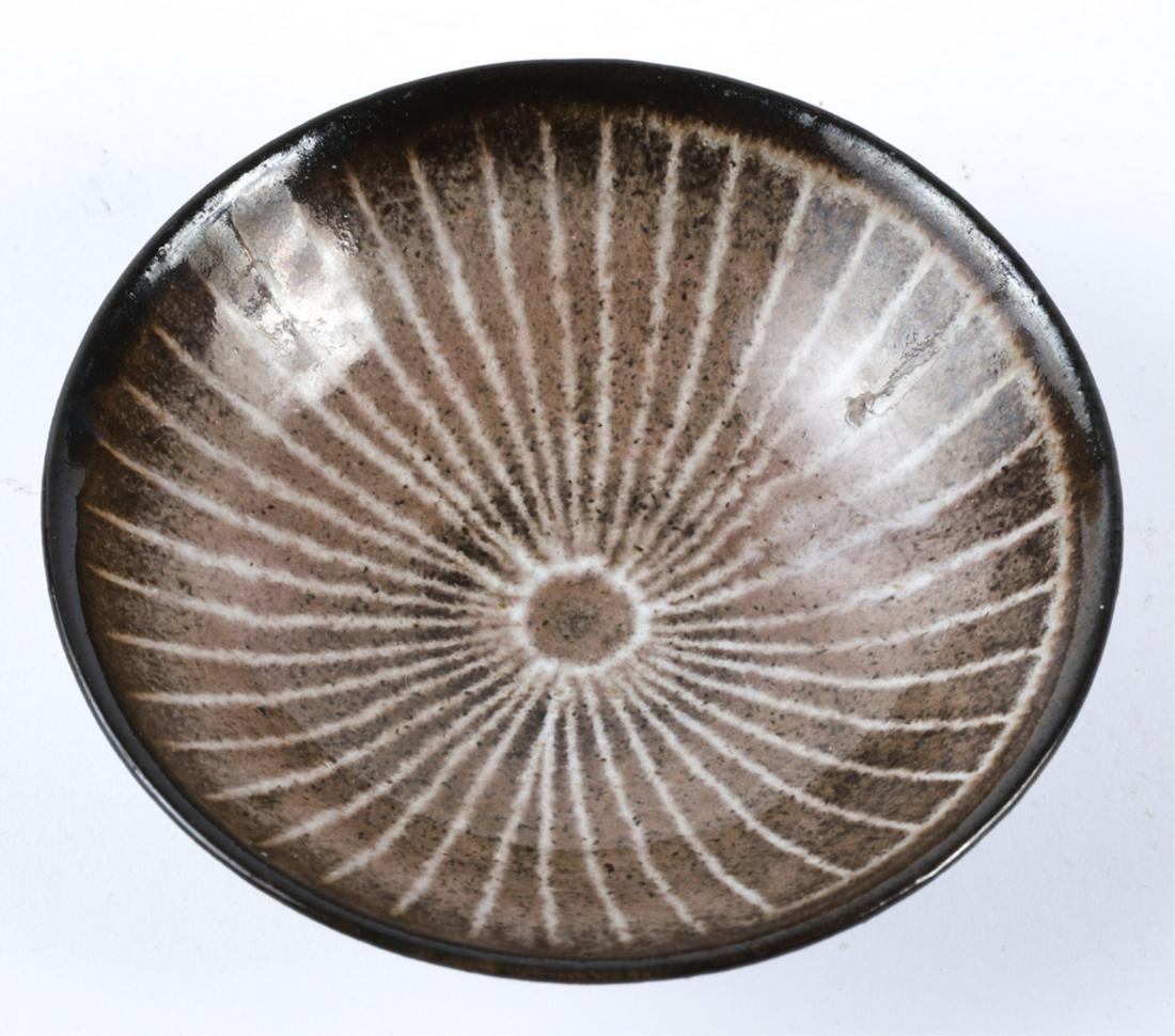 MID CENTURY MODERN MINIATURE REDWARE BOWL: Signed in cipher under foot. 7/8 x 3 inches Condition: Good Temp No 6517