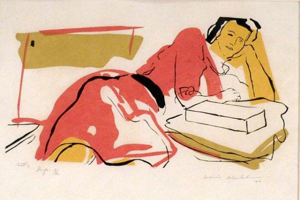 Morris Blackburn, American (1902-1979) "Betty", si: Morris Blackburn, American (1902-1979) "Betty", signed Morris Blackburn 40', L.R. Color silkscreen, 5 in. X 9 3/8 in. framed