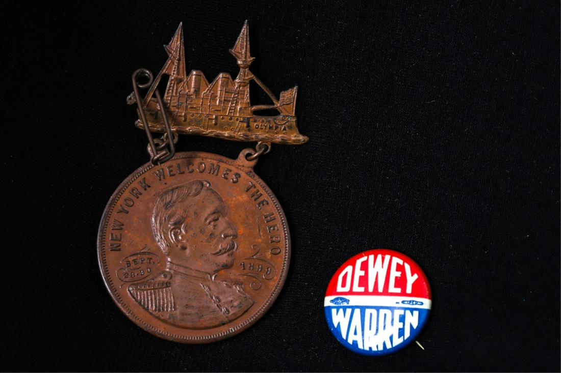 ADMIRAL GEORGE DEWEY WELCOME MEDAL & CAMPAIGN PIN (1 of 5)
