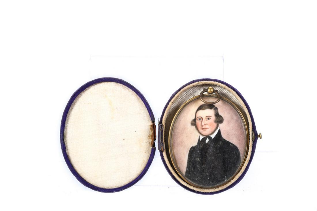 (19th c) AMERICAN SCHOOL PORTRAIT MINIATURE c 1830 (1 of 5)