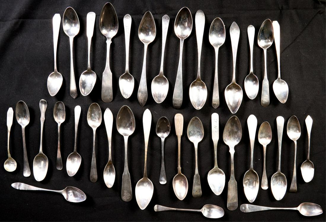 COLLECTION OF INTERESTING COIN SILVER SPOONS (1 of 15)