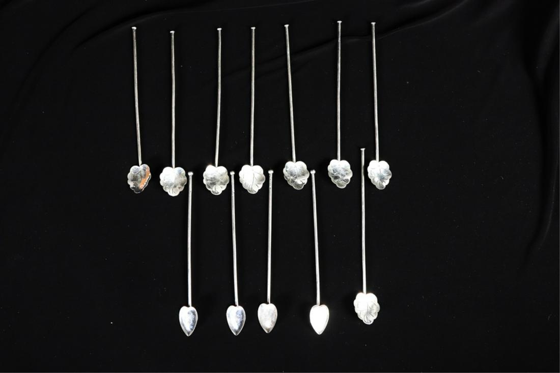STERLING SILVER LEAF & HEART-FORM ICE TEA STRAWS (1 of 9)