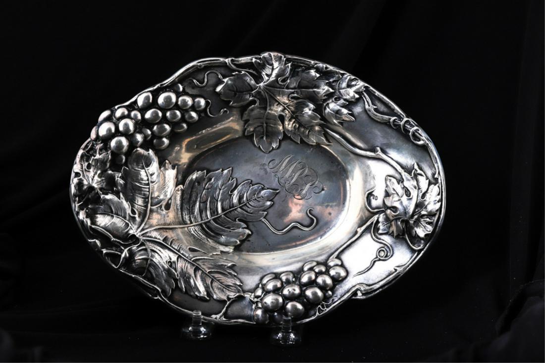 STERLING SILVER TRAY EMBOSSED with GRAPE VINES (1 of 10)
