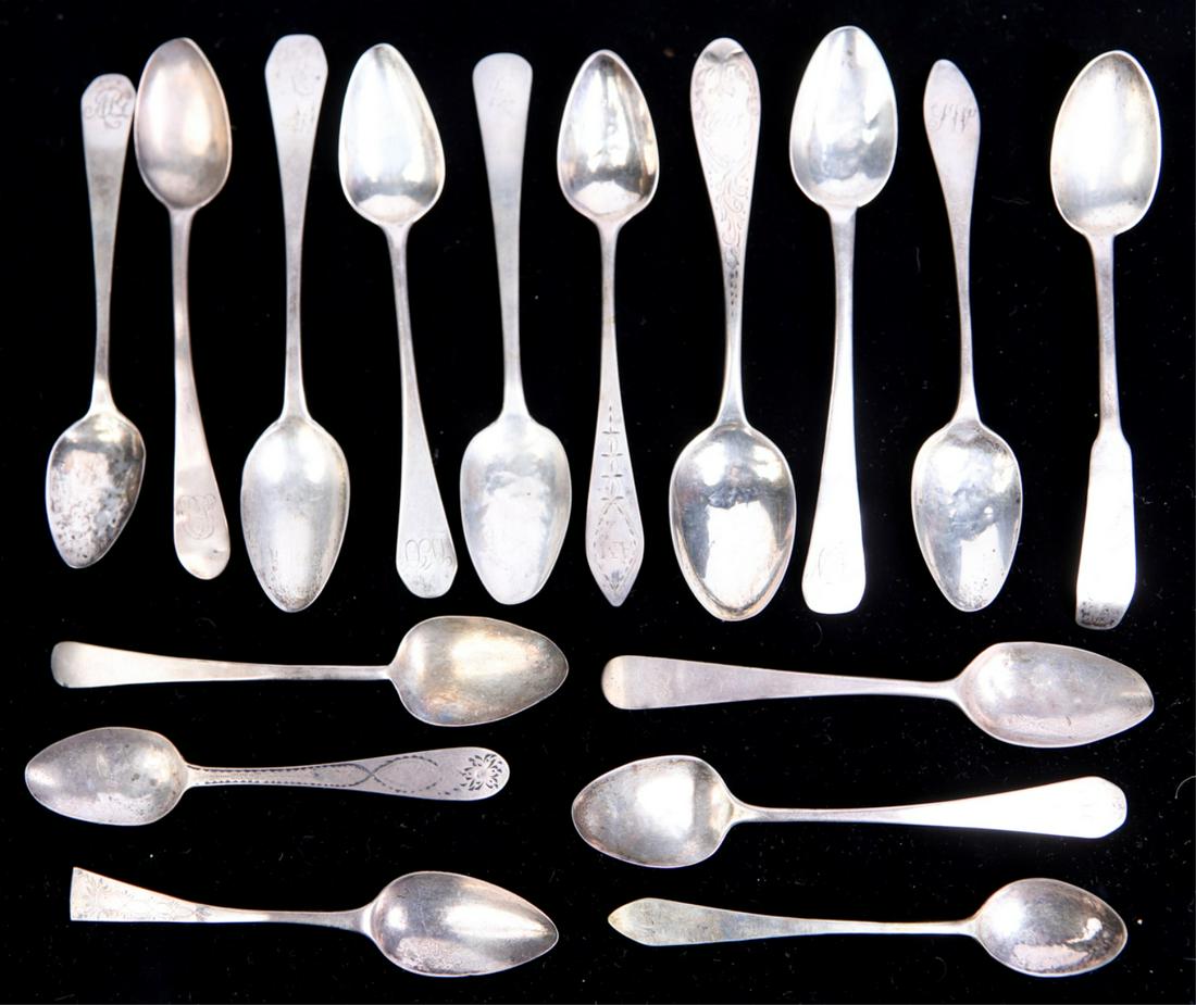GROUPING OF COIN SILVER TEASPOONS (1 of 11)