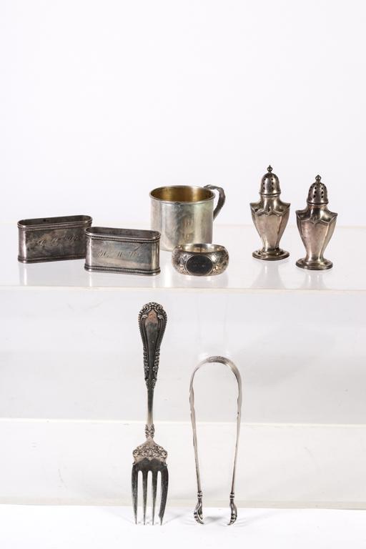 GROUPING OF COIN and STERLING SILVER HOLLOW WARES (1 of 12)