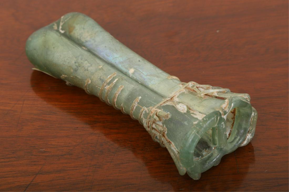 ANCIENT ROMAN GLASS DOUBLE UNGUENT BOTTLE (1 of 4)