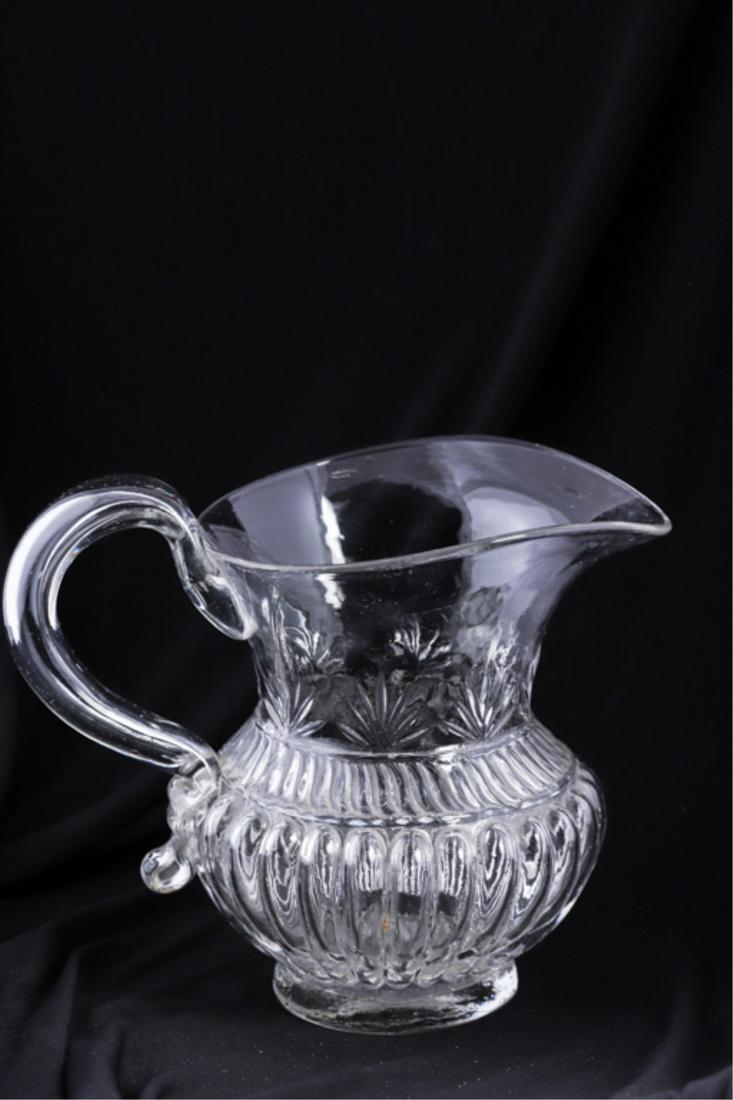 (19th c) HAND BLOWN GLASS PITCHER (1 of 11)