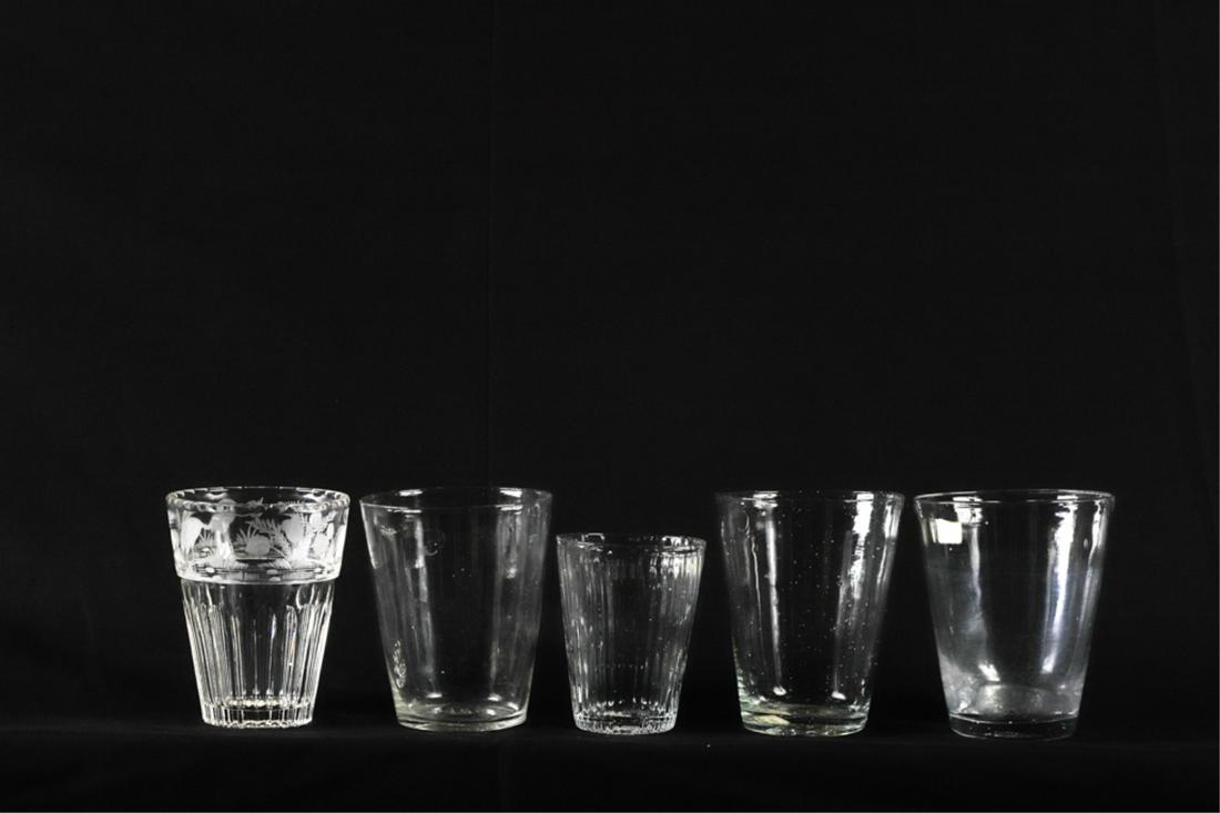 (5) EARLY GLASS TUMBLERS (1 of 6)
