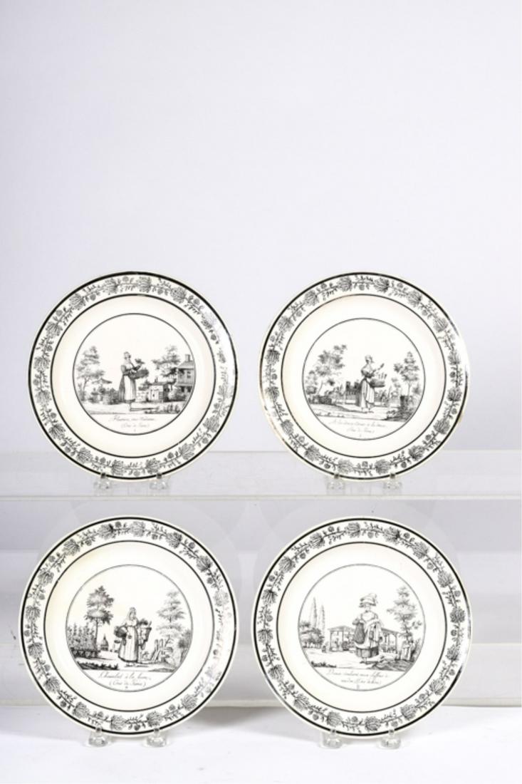 (4) P & H CHOISY TRANSFER DECORATED FAIENCEPLATES (1 of 12)