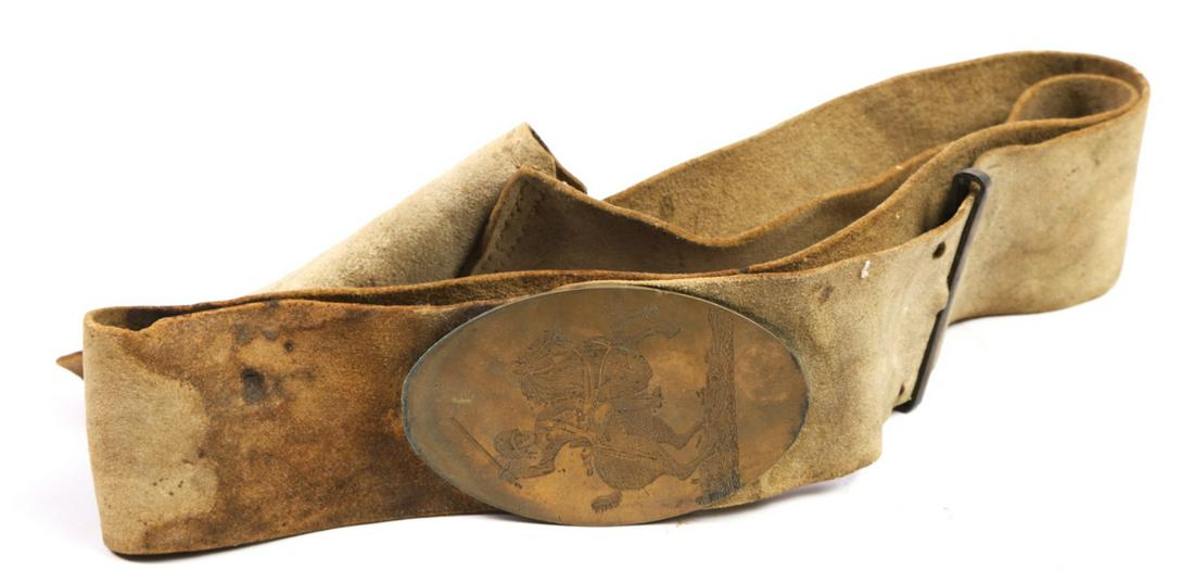 LEATHER MILITARY STRAP w/ ENGRAVED SHOULDER BADGE (1 of 4)