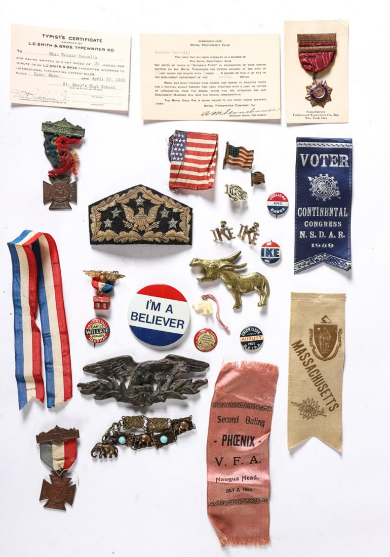 POLITICAL CAMPAIGN LOT with BUTTONS, PINS etc (1 of 16)