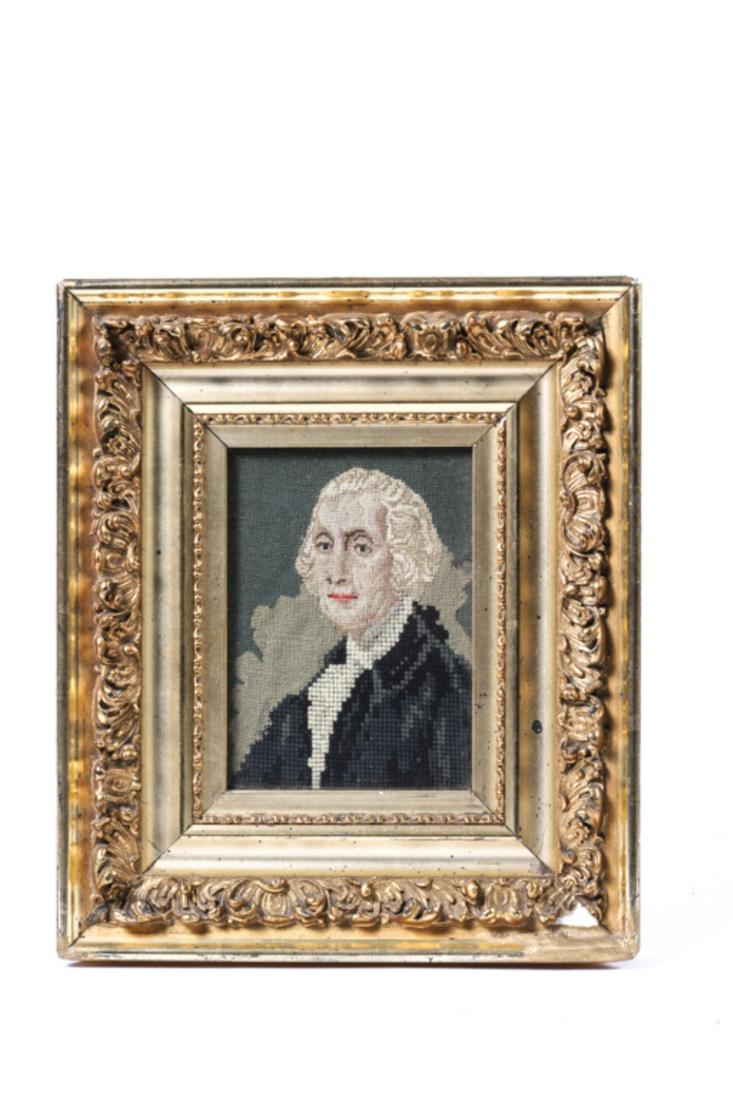 NEEDLEWORK PORTRAIT OF GEORGE WASHINGTON c1876 (1 of 7)