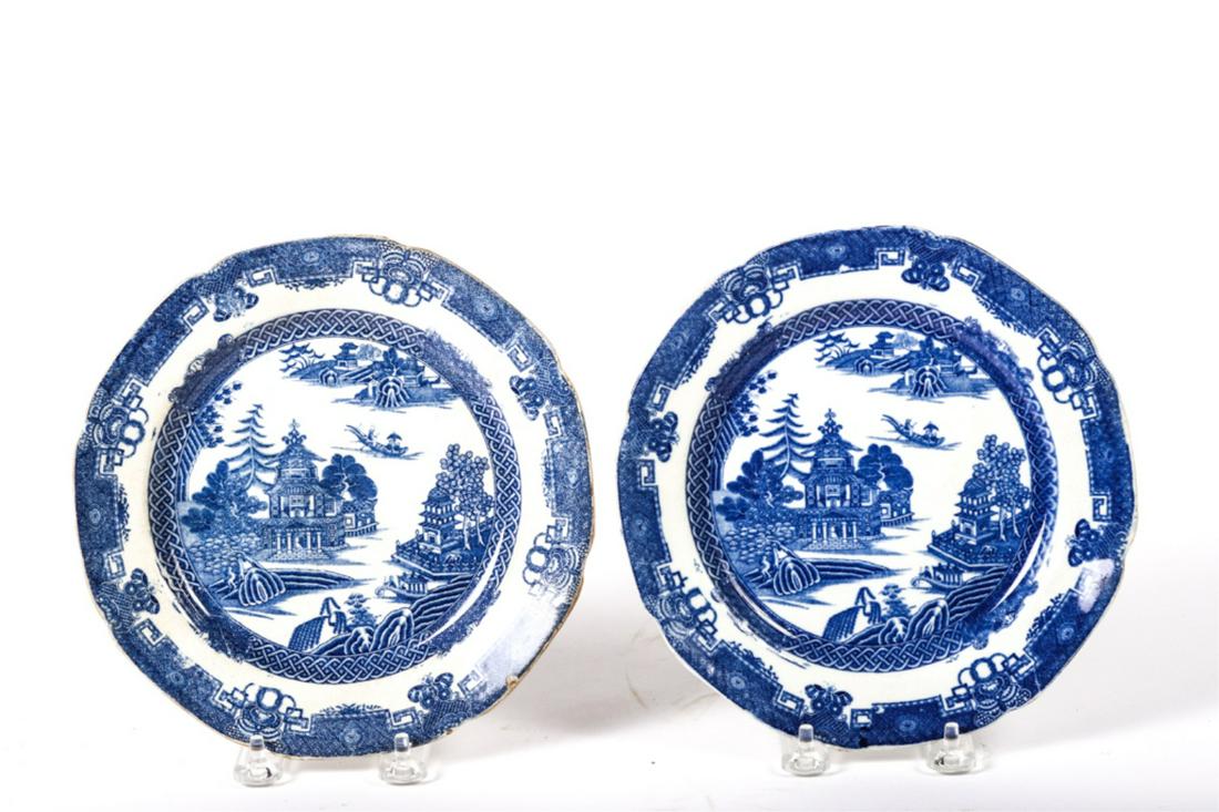 PAIR OF ENGLISH STAFFORDSHIRE TRANSFERWARE PLATES (1 of 12)