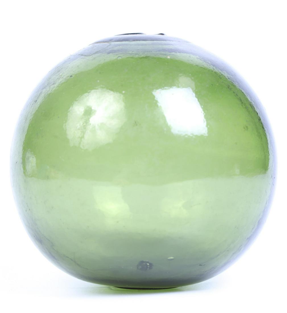 GREEN GLASS FISHING NET FLOAT SIGNED "S.N." (1 of 6)